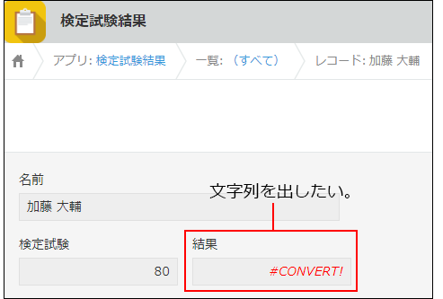 スクリーンショット：CONVERTエラー