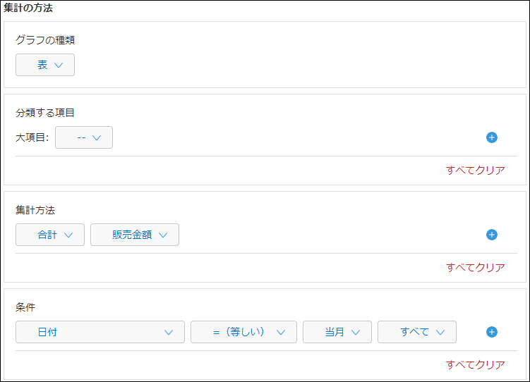 スクリーンショット：集計方法の設定例